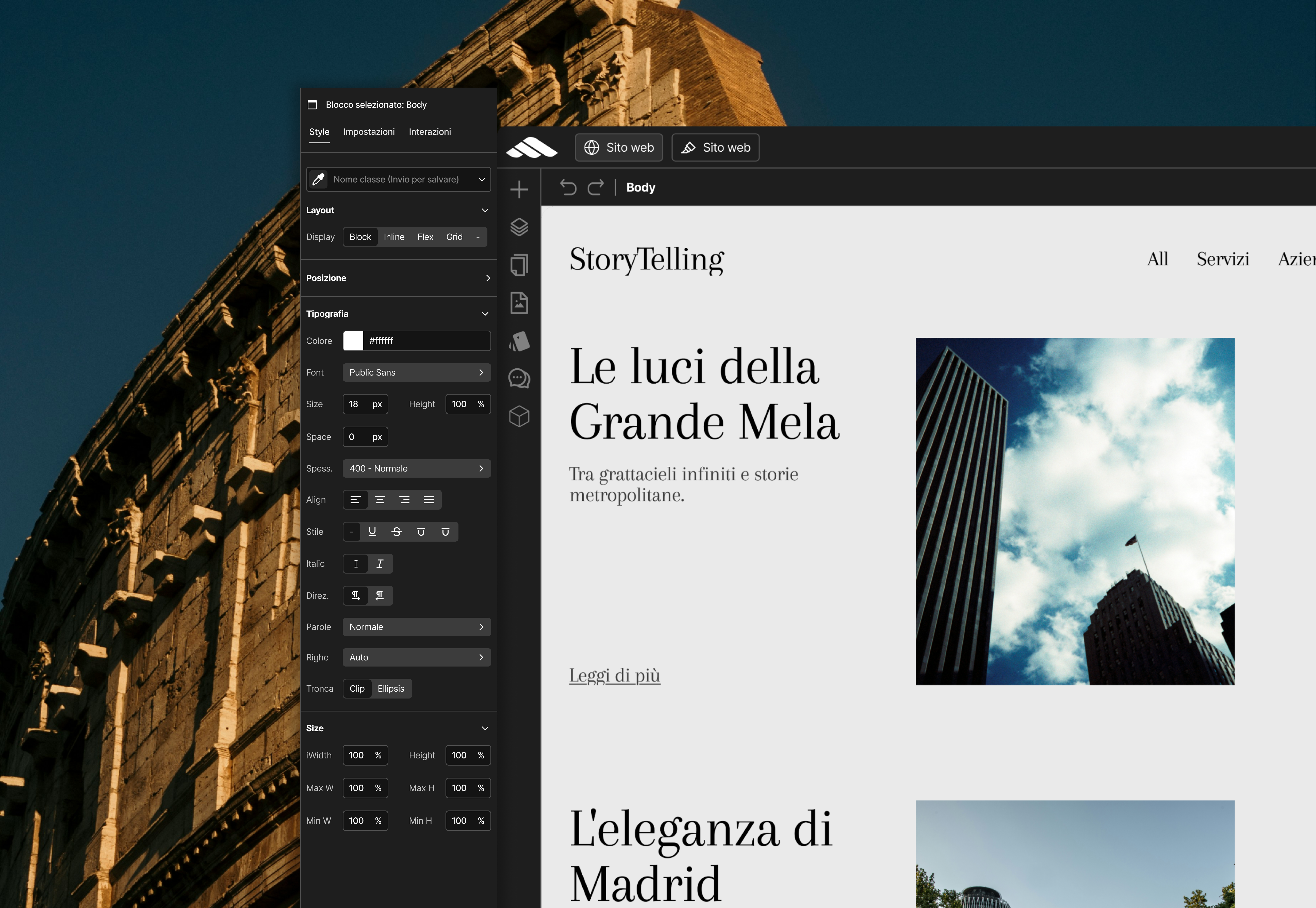 Gestisci il tuo sito web nel builder Martini Francesco